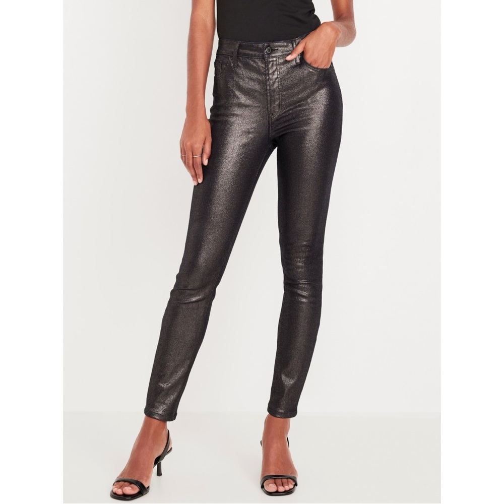 Old Navy High-Waisted Shine Rockstar Super-Skinny Jeans 4 Petite NWT